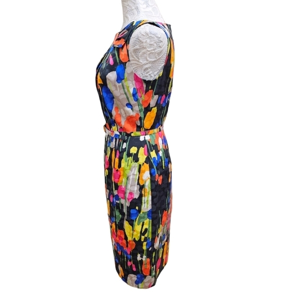 David Meister Womens Silk Colorful Brushstroke Sleeveless Sheath Dress Size 4 - Picture 4 of 16